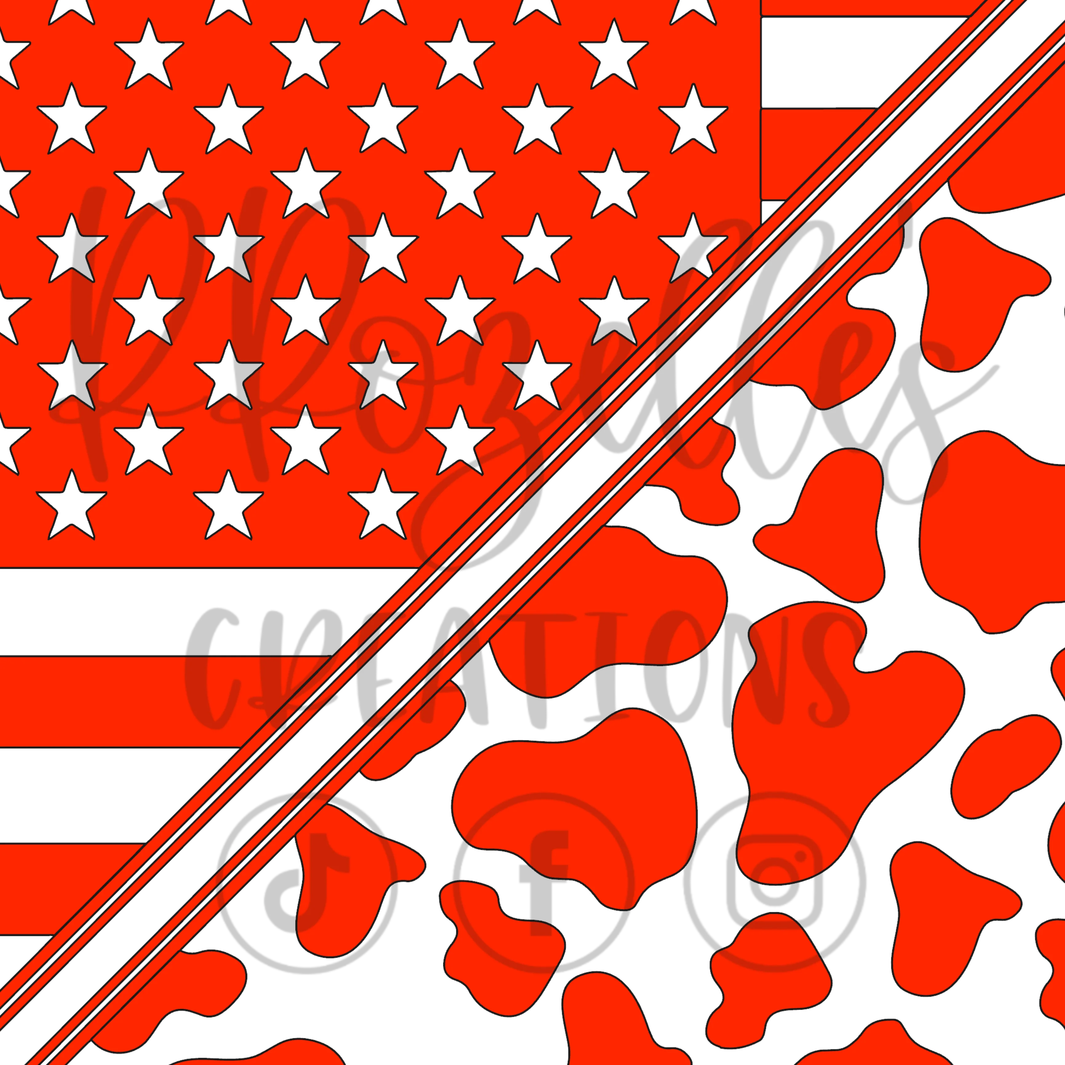 Flag Cow Split- SVG Template
