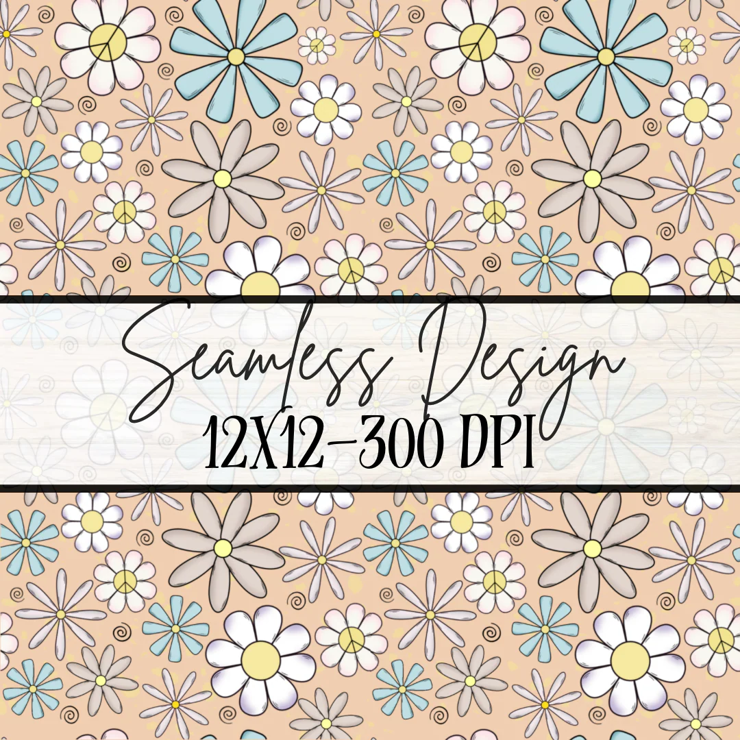 Retro Flowers Peach Seamless-Small Print