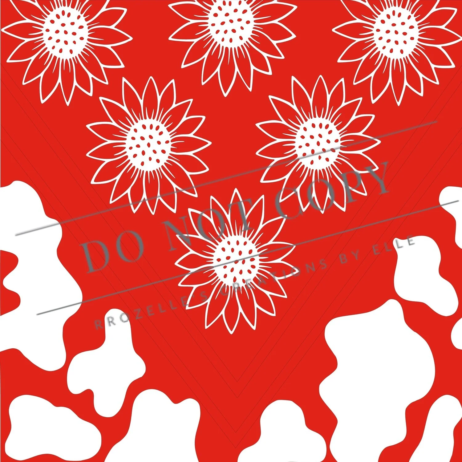 Sunflower Cow Print VSplit SVG Template